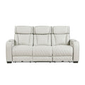 Power Double Reclining Sofa with Center Drop-Down Cup Holders, Power Headrests, Storage Arms(Top and Side), Cup holders and Reading Lights, Two Wireless Chargers, Charging Ports and LED Lighting 9516TPE-3PWH