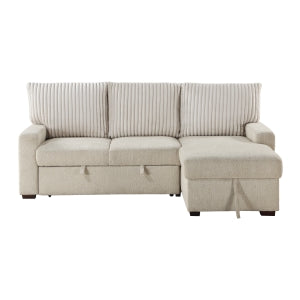 2-Piece Sectional with Right Chaise and Drop-Down Cup holders, Storage Pouch, Pull-out Bed and Hidden Storage 9605BE*2LLRC