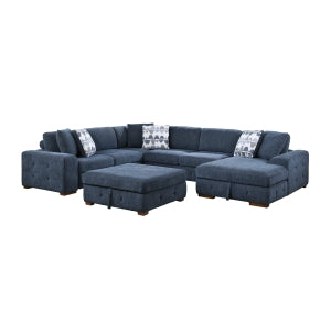 5-Piece Sectional with Right Chaise and Storage Ottoman 9624BU*52LRC