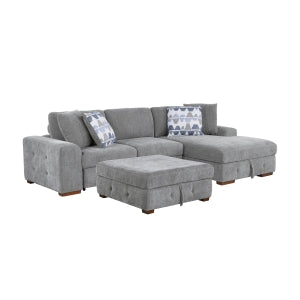 3-Piece Sectional with Right Chaise and Ottoman 9624GY*32LRC
