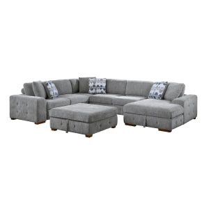 5-Piece Sectional with Right Chaise and Storage Ottoman 9624GY*52LRC