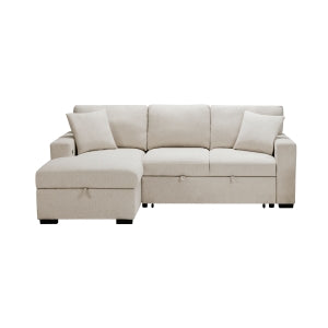 Sectional with Left Chaise, Pull-out Bed and Hidden Storage, Charging Ports 9630BE*2LC2R