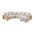 Sectional with Right Chaise, Pull-out Bed, Hidden Storages and Shelves, Charging Ports 9630BE*42LRC