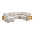 Sectional with Left Chaise, Pull-out Bed, Hidden Storages and Shelves, Charging Ports 9630BE*4LC2R
