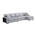 Sectional with Right Chaise, Pull-out Bed, Hidden Storages and Shelves, Charging Ports 9630GY*32LRC