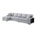 Sectional with Left Chaise, Pull-out Bed Hidden Storages and Shelves, Charging Ports 9630GY*3LC2R