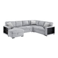 Sectional with Left Chaise, Pull-out Bed, Hidden Storages and Shelves, Charging Ports 9630GY*4LC2R