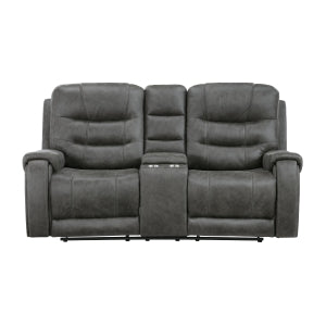 Double Reclining Love Seat with Center Console 9634DGY-2