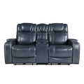Power Double Reclining Love Seat with Center Console, Power Headrests and Storage Arms 9640BU-2PWH