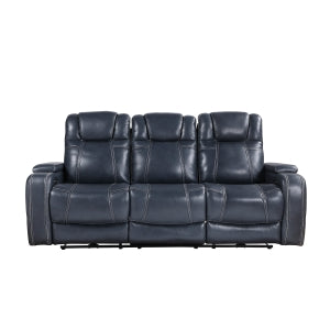 Power Double Reclining Sofa with Power Headrests and Storage Arms 9640BU-3PWH