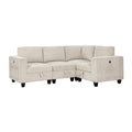 4-Piece Sectional with Storage, Storage Pouches and Charging Ports 9650BE*4SC