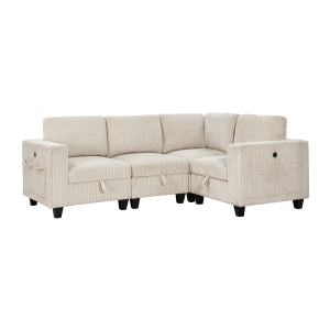 4-Piece Sectional with Storage, Storage Pouches and Charging Ports 9650BE*4SC