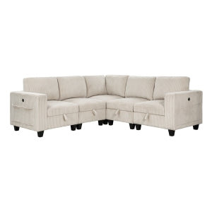 5-Piece Sectional with Storage, Storage Pouches and Charging Ports 9650BE*5SC
