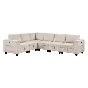 6-Piece Sectional with Storage, Storage Pouches and Charging Ports 9650BE*6SC