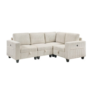 4-Piece Sectional with Storage, Storage Pouches and Charging Ports 9650NBE*4SC
