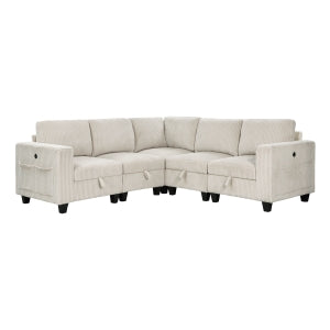 5-Piece Sectional with Storage, Storage Pouches and Charging Ports 9650NBE*5SC
