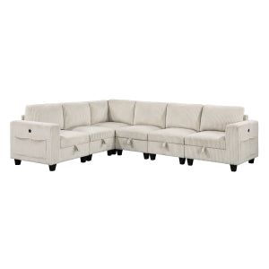6-Piece Sectional with Storage, Storage Pouches and Charging Ports 9650NBE*6SC