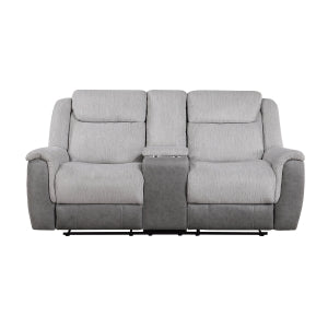 Double Reclining Love Seat with Center Console 9703GY-2
