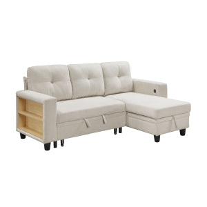 Sectional with Reversible Chaise, Pull-out Bed, Shelves and Charging Ports 9705BE*32AVC