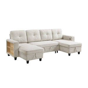 Sectional with Two Chaises, Pull-out Bed, Shelves and Charging Ports 9705BE*42AVC