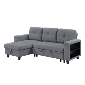 Sectional with Reversible Chaise, Pull-out Bed, Shelves and Charging Ports 9705GY*32AVC