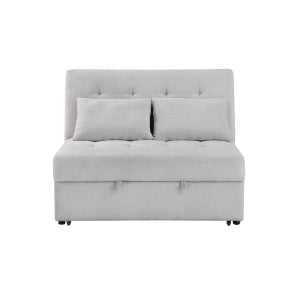 Convertible Armless 2-Seater with Pull-out Bed and Charging Ports 9707GRY-2CL