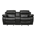 Double Glider Reclining Love Seat with Center Console 9724BLK-2