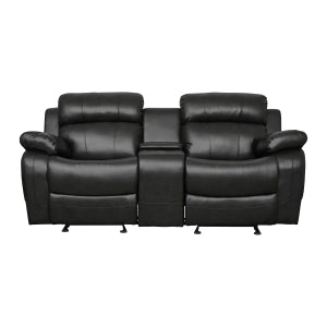 Double Glider Reclining Love Seat with Center Console 9724BLK-2