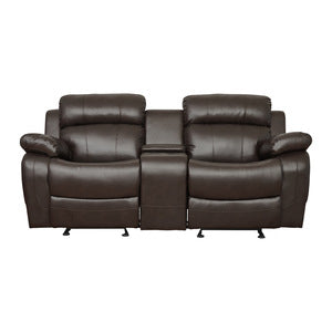 Double Glider Reclining Love Seat with Center Console 9724BRW-2