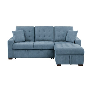 2-Piece Sectional with Right Chaise, Pull-out Bed and Hidden Storage 9816BU*2LLRC