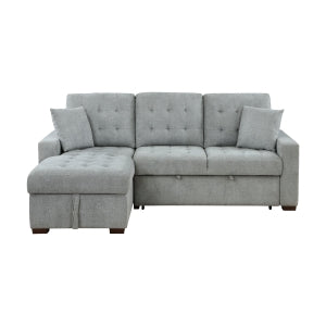 2-Piece Sectional with Left Chaise, Pull-out Bed and Hidden Storage 9816GY*2LCRL