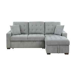 2-Piece Sectional with Right Chaise, Pull-out Bed and Hidden Storage 9816GY*SC
