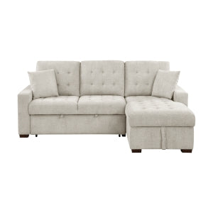 2-Piece Sectional with Right Chaise, Pull-out Bed and Hidden Storage 9816SN*2LLRC