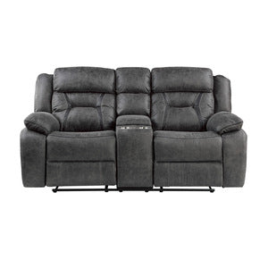 Double Reclining Love Seat with Center Console 9989GY-2
