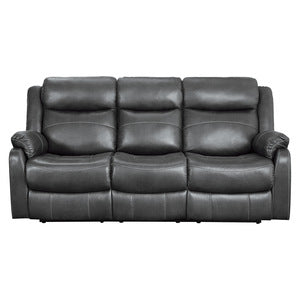 Double Lay Flat Reclining Sofa with Center Drop-Down Cup Holders 9990GY-3