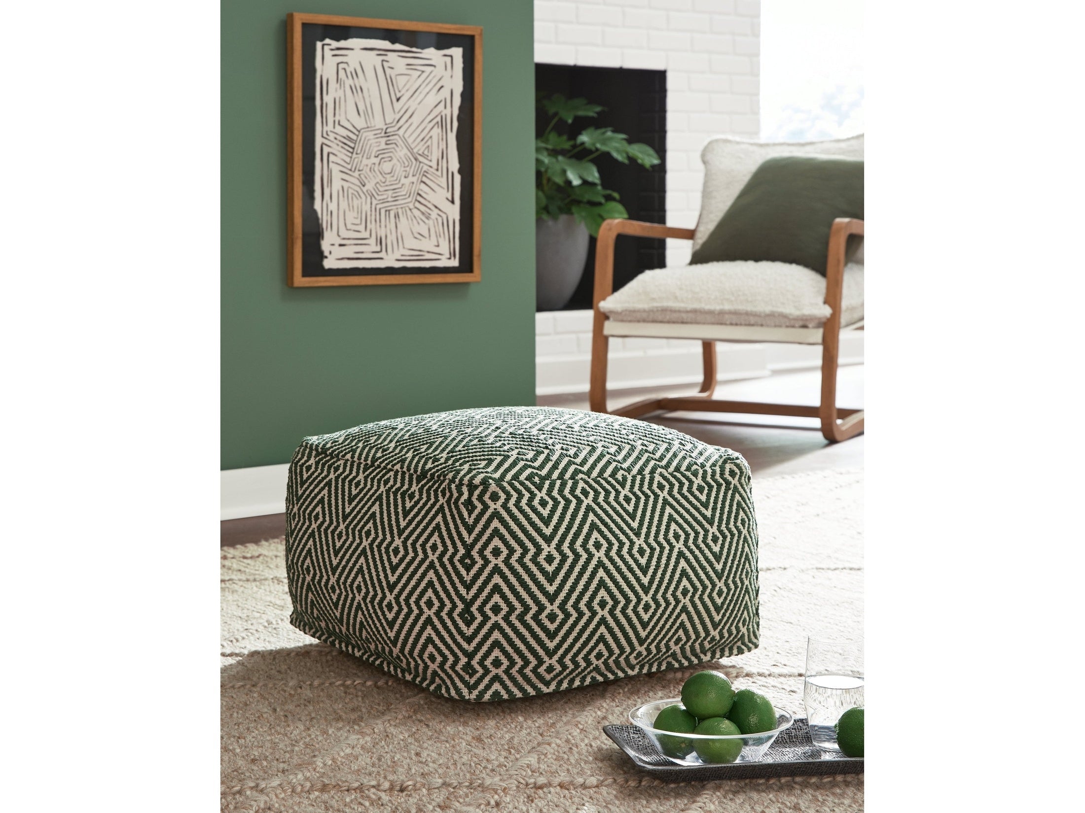 Abacy Green/Ivory Pouf