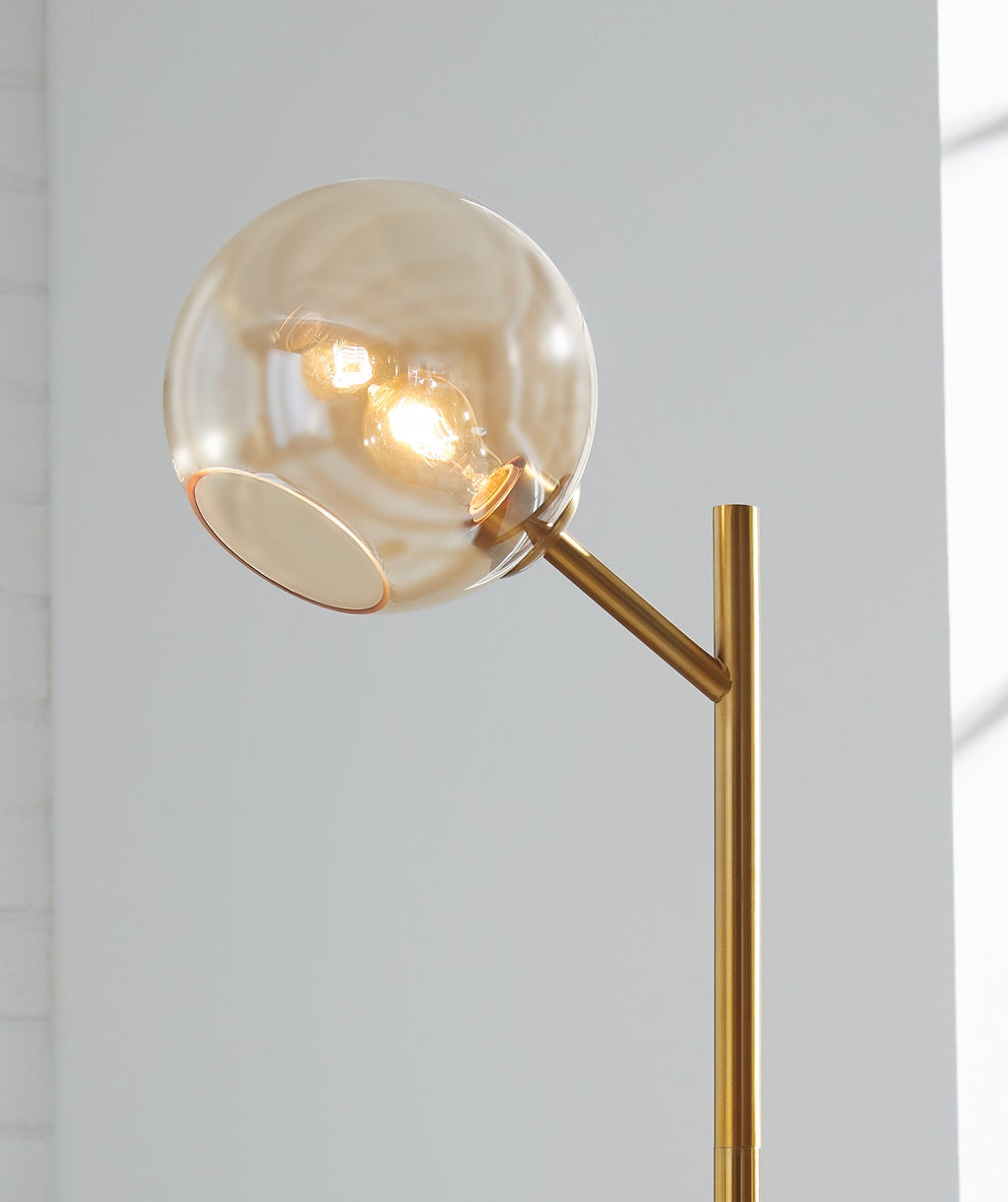 Abanson Gold Floor Lamp w/ Glass Shade