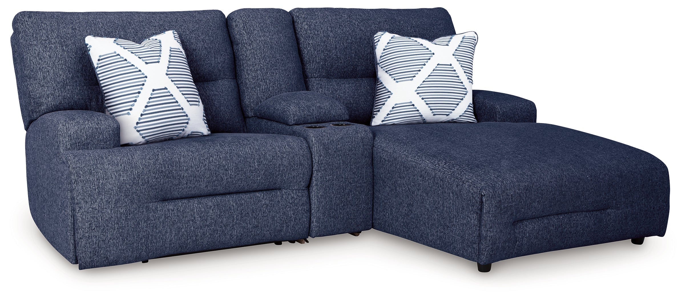Acklen Place 3 Pc Power Reclining Sectional Sofa, Navy