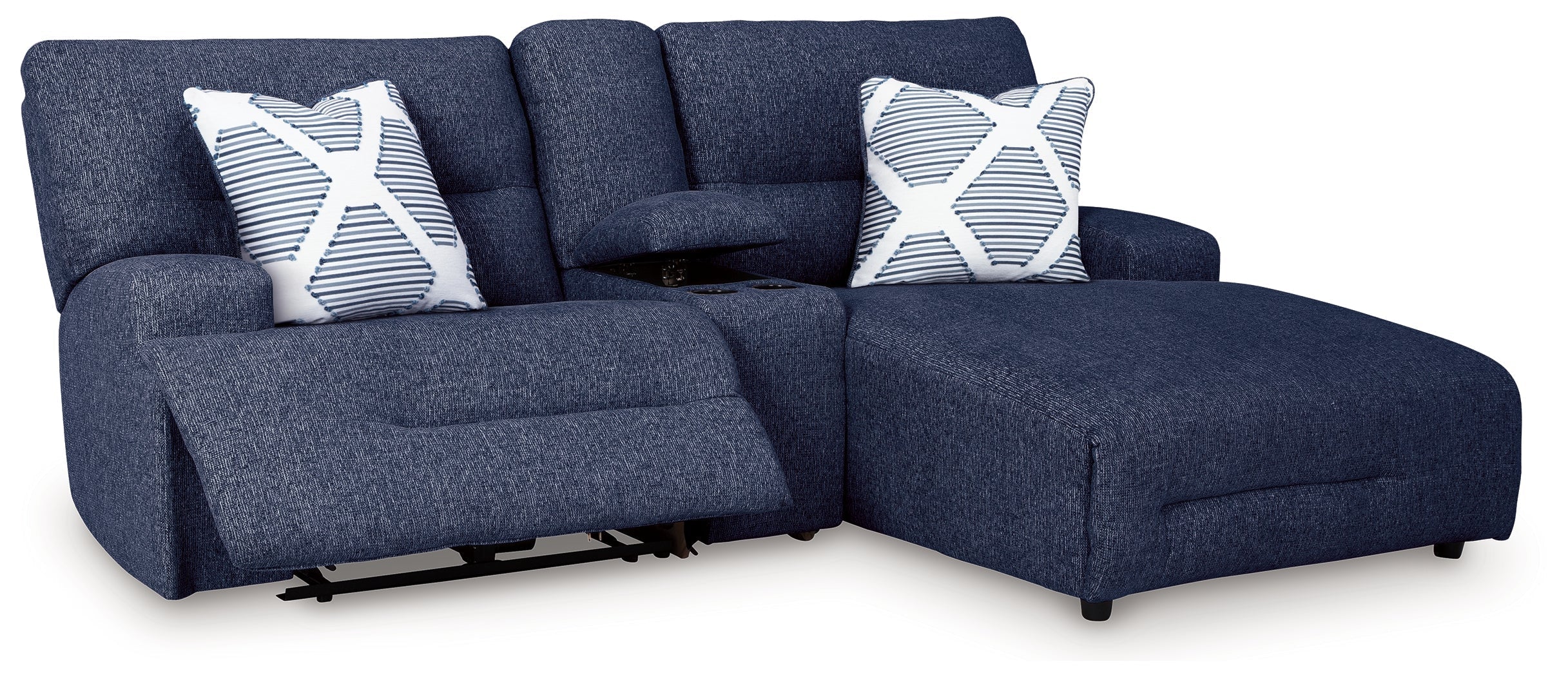 Acklen Place 3 Pc Power Reclining Sectional Sofa, Navy