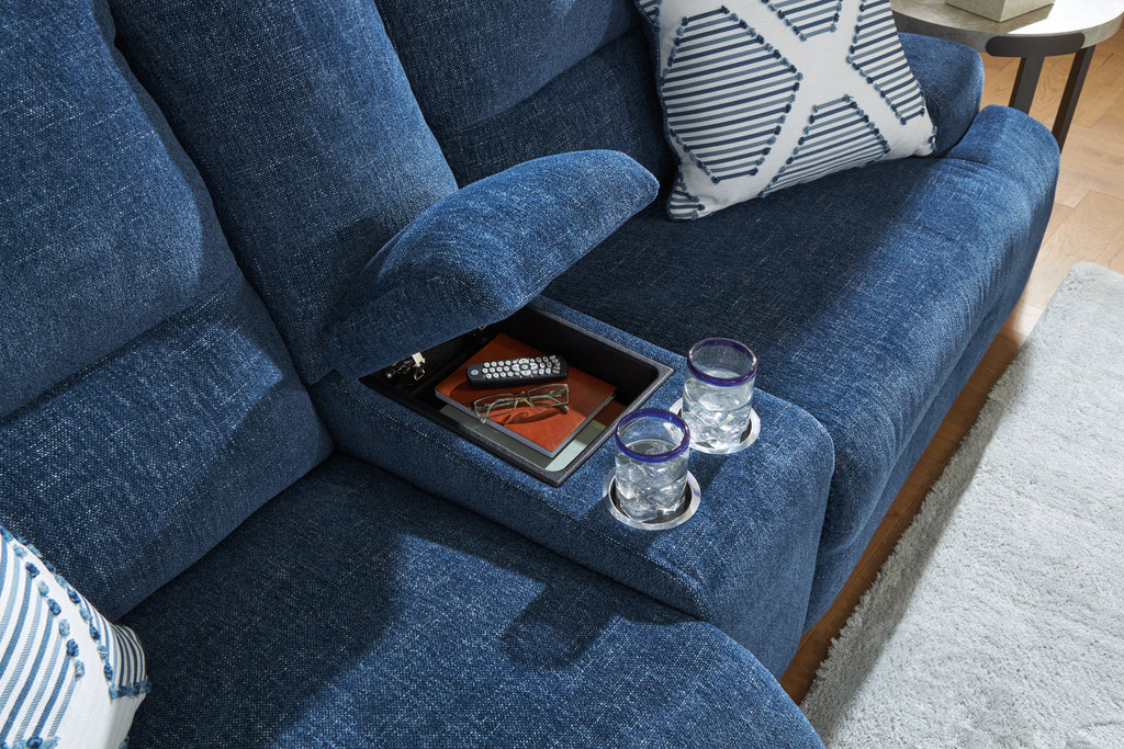 Acklen Place Navy 6-Piece Power Reclining Sectional with Chaise