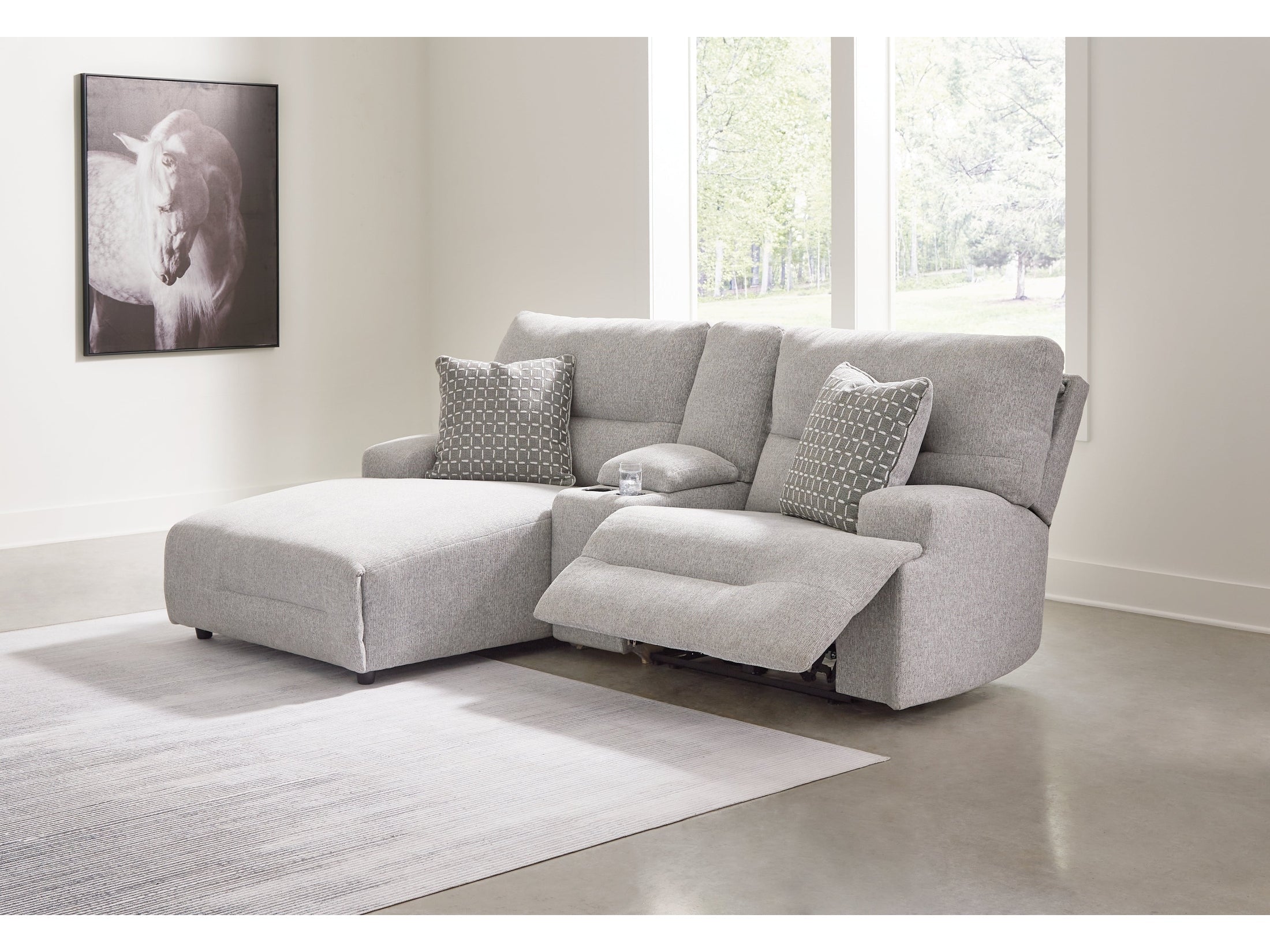 Acklen Place 3 Pc Power Reclining Sectional Sofa, Pewter