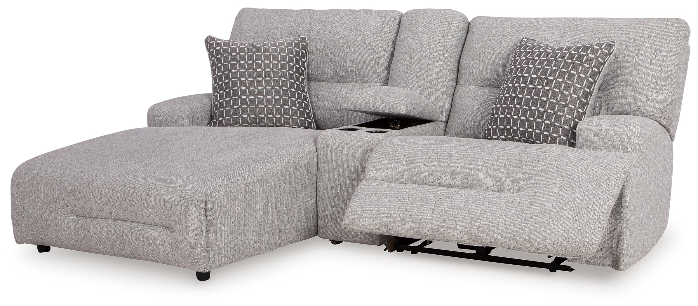 Acklen Place 3 Pc Power Reclining Sectional Sofa, Pewter
