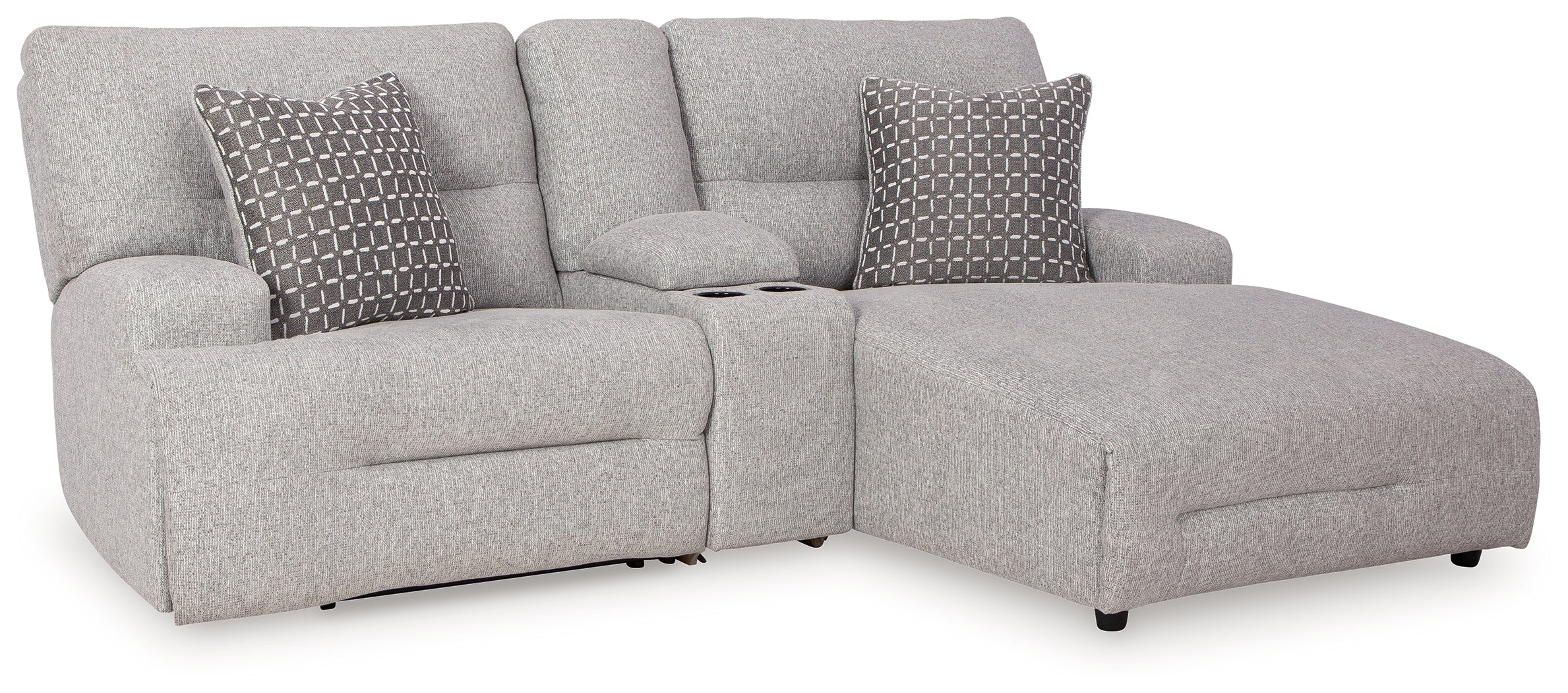 Acklen Place 3 Pc Power Reclining Sectional Sofa, Pewter