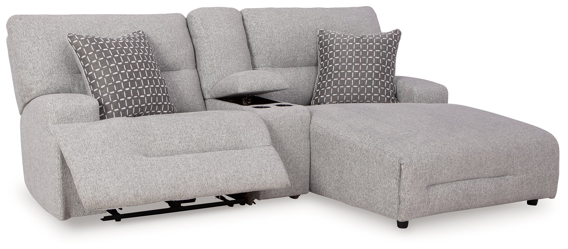 Acklen Place 3 Pc Power Reclining Sectional Sofa, Pewter