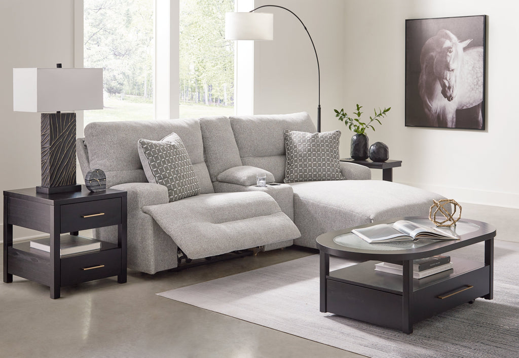 Acklen Place 3 Pc Power Reclining Sectional Sofa, Pewter