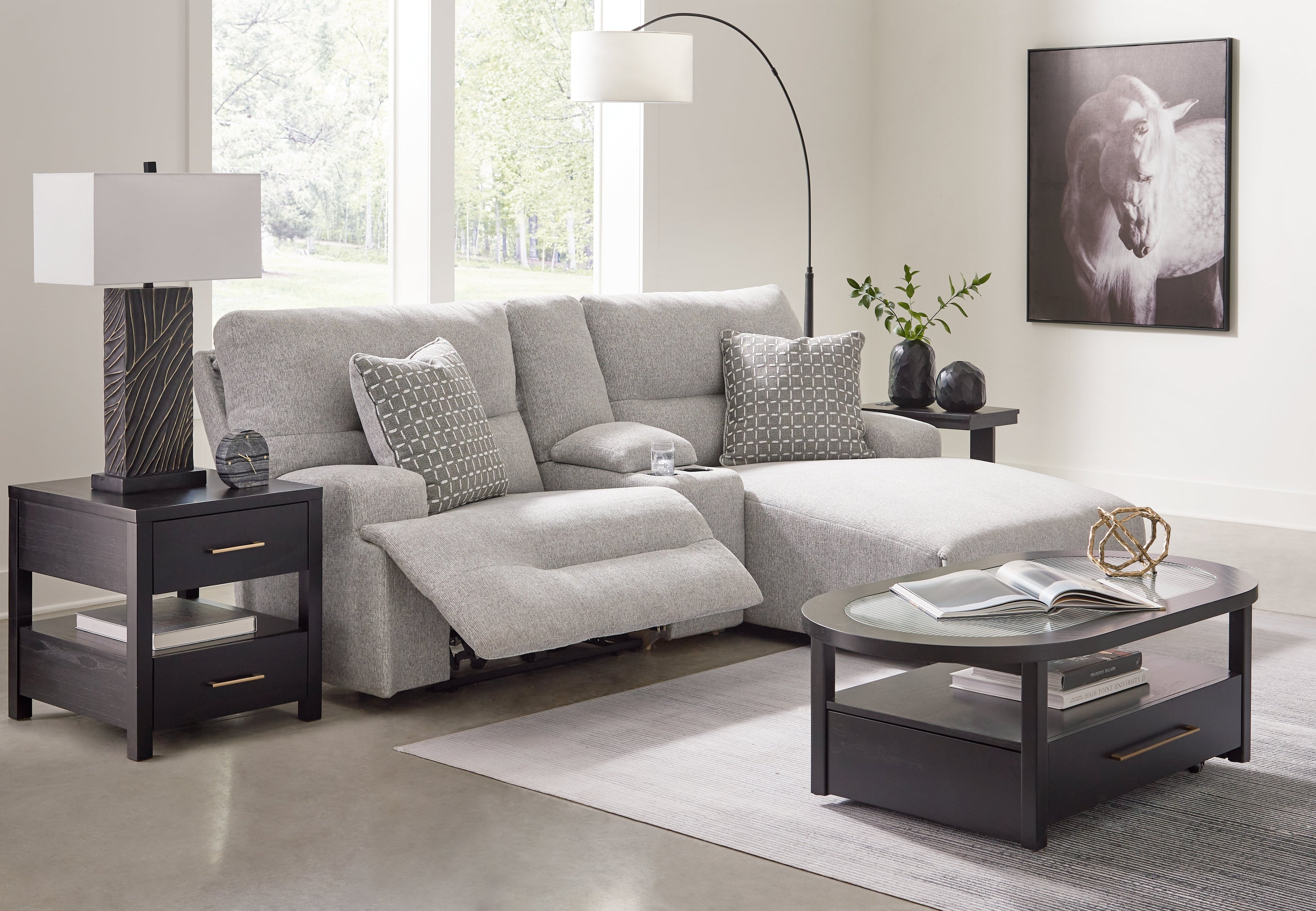 Acklen Place 3 Pc Power Reclining Sectional Sofa, Pewter