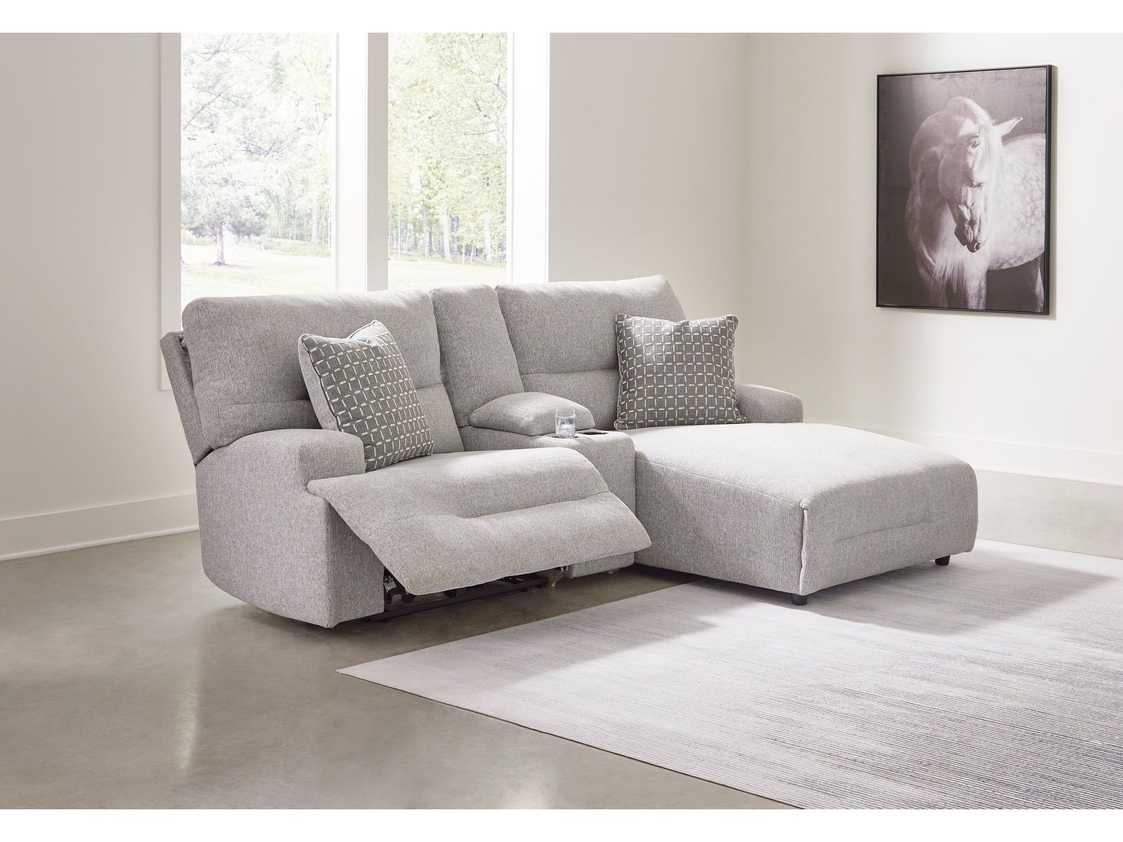 Acklen Place 3 Pc Power Reclining Sectional Sofa, Pewter