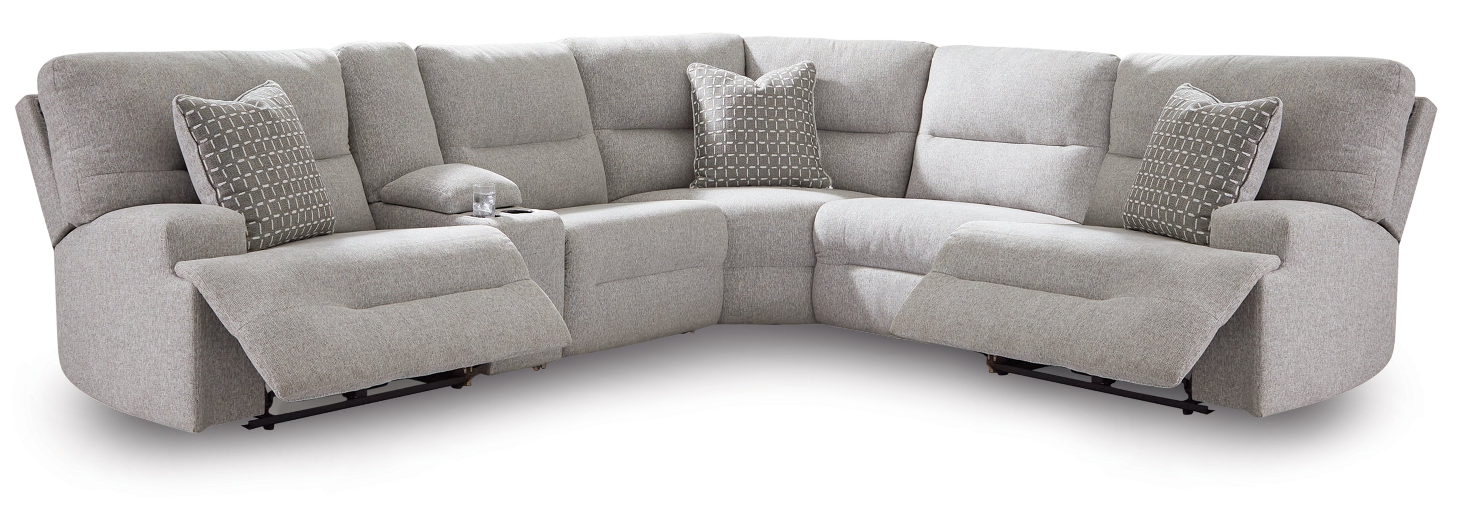 Acklen Place Pewter 6-Piece Power Reclining Sectional