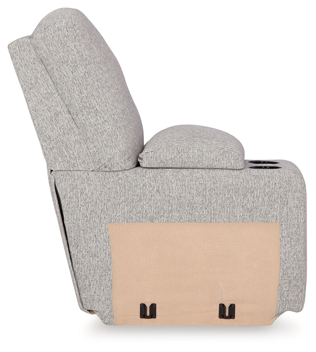 Acklen Place 6 Pc Power Reclining Sectional and Power Recliner, Pewter