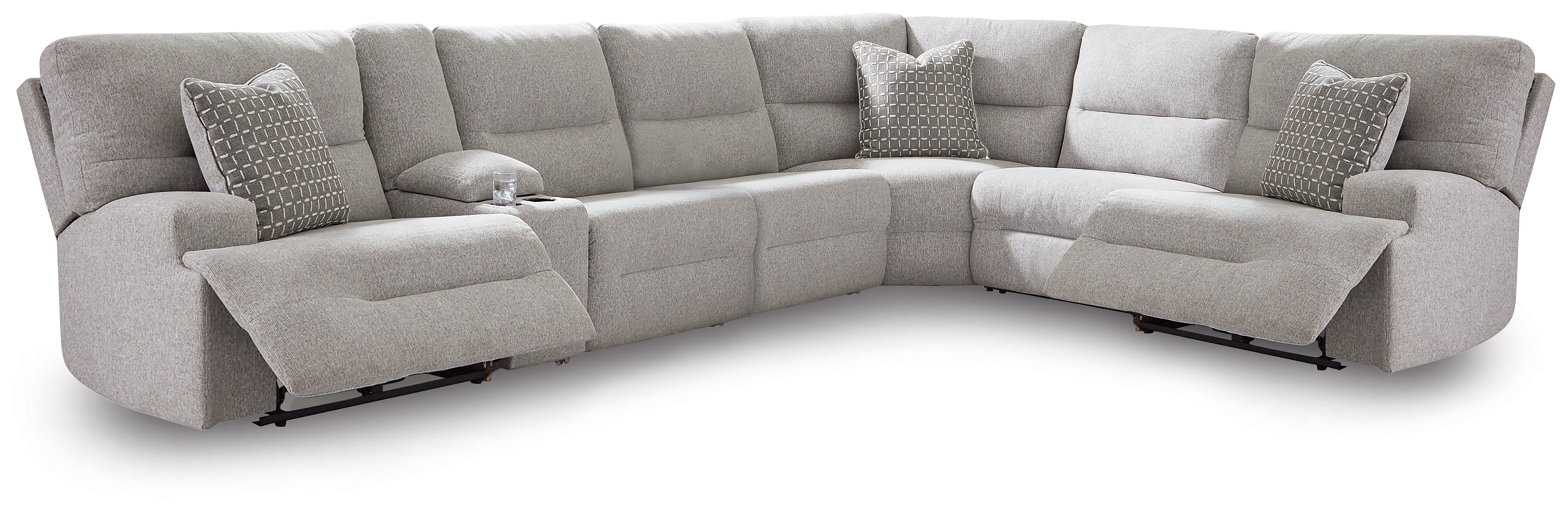 Acklen Place 7 Pc Power Sectional Reclining Sofa, Pewter